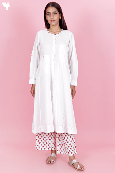 Cambric Cotton Kurta And Pant Set In Block Print